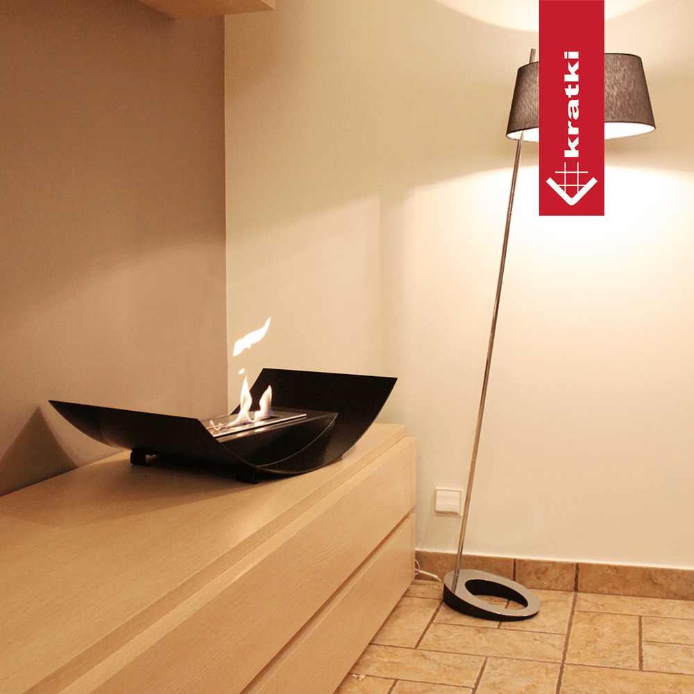 Bio-cheminée sur pied Tabletop noir (certifiée TÜV)