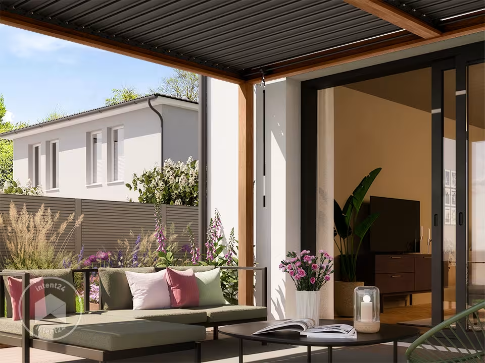 Pergola Bioclimatique 4x4 m Premium Aspect Bois & Lames Gris-Perle — photo 4