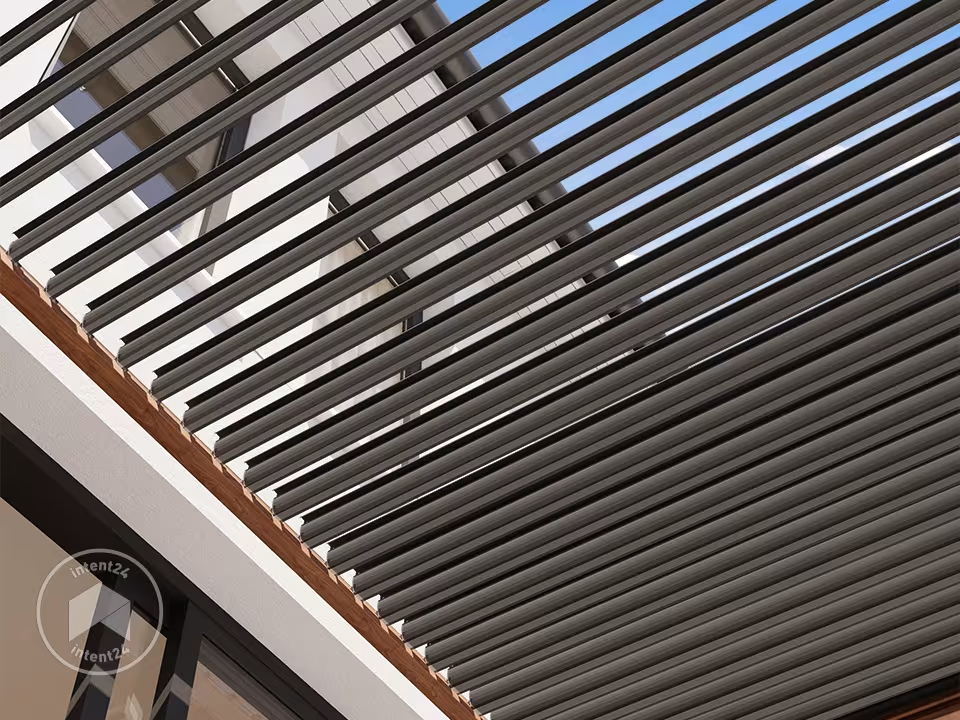 Pergola Bioclimatique 4x4 m Premium Aspect Bois & Lames Gris-Perle — photo 6