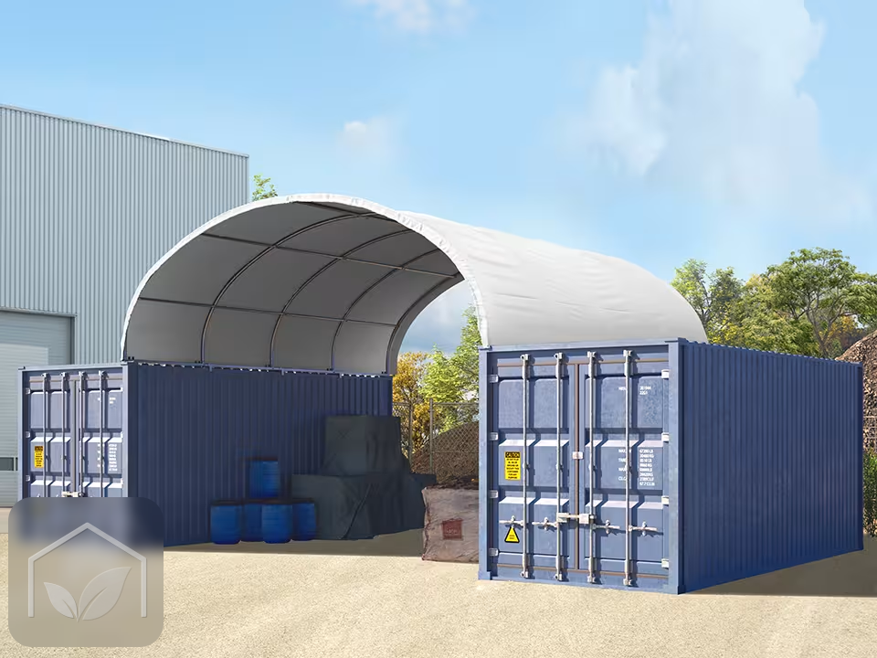 6x6 m Abri monté sur containers, PE 1400