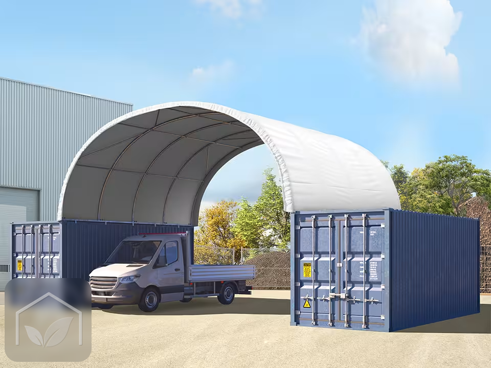 8x6 m Abri monté sur containers, PRIMEtex 2300