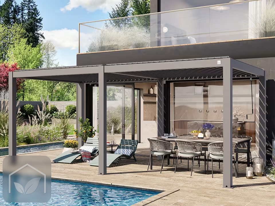 Pergola Bioclimatique Aluminium 3x6 m Deluxe (Gris-Perle) — photo 2