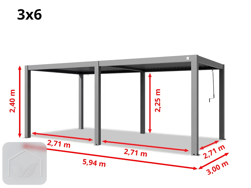 Pergola Bioclimatique Aluminium 3x6 m Deluxe (Gris-Perle) — photo 10