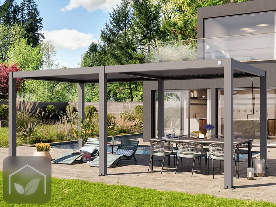 Pergola Bioclimatique Aluminium 3x6 m Deluxe (Gris-Perle)