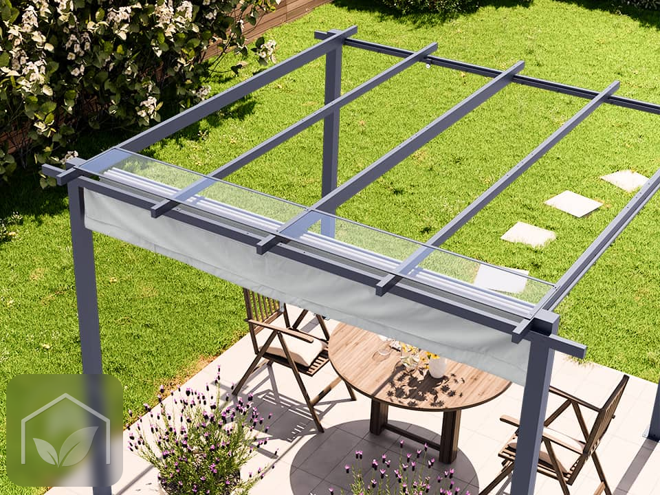 Pergola autoportée 3x3 m Classic avec toile rétractable (Gris-Perle) — photo 5