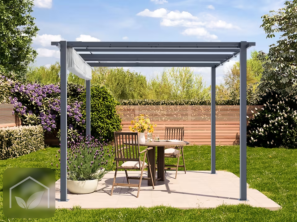Pergola autoportée 3x3 m Classic avec toile rétractable (Gris-Perle) — photo 6