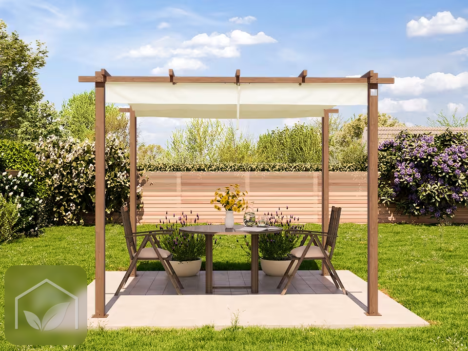 Pergola autoportée 3x3 m Classic avec toile rétractable (Gris-Perle) — photo 11