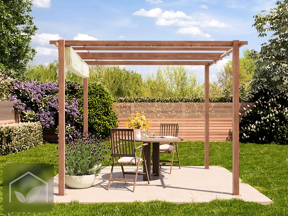 Pergola autoportée 3x3 m Classic avec toile rétractable (Gris-Perle) — photo 13