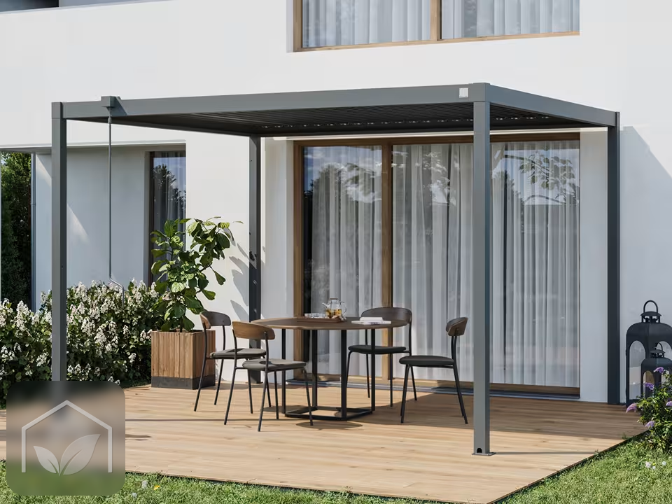 Pergola Bioclimatique 3x3,5 m Classic Plus en Acier (Anthracite RAL 7016)
