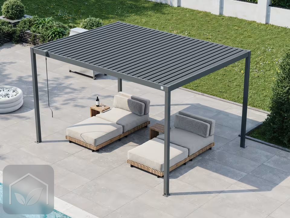 Pergola Bioclimatique 3x3,5 m Classic Plus en Acier (Anthracite RAL 7016) — photo 2