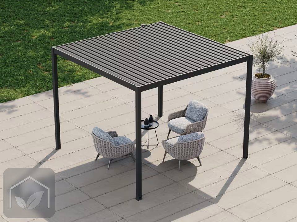 Pergola Bioclimatique 3x3,5 m Classic Plus en Acier (Anthracite RAL 7016) — photo 3