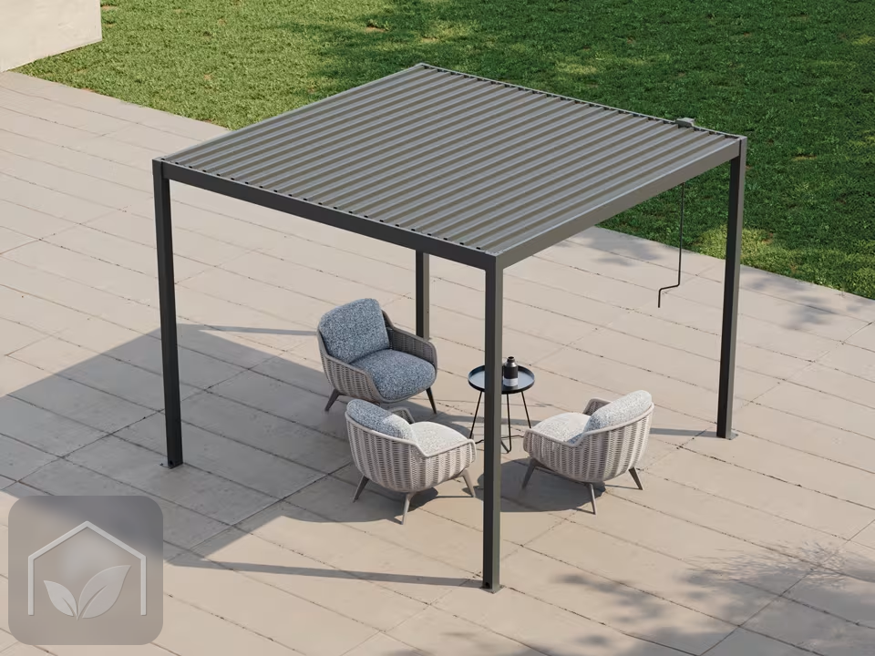 Pergola Bioclimatique 3x3,5 m Classic Plus en Acier (Anthracite RAL 7016) — photo 4