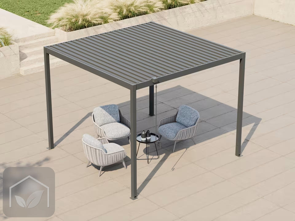 Pergola Bioclimatique 3x3,5 m Classic Plus en Acier (Anthracite RAL 7016) — photo 5