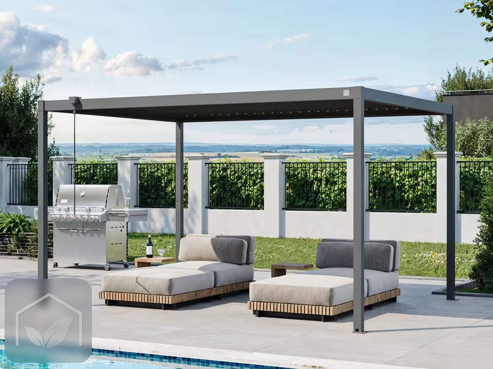 Pergola Bioclimatique 3x4 m Classic Plus en Acier (Anthracite RAL 7016)