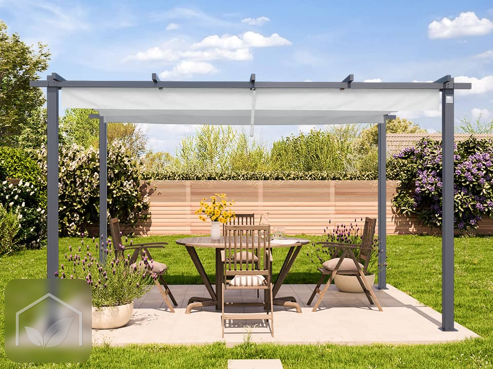 Pergola autoportée 3x4 m Classic avec toile rétractable (Gris-Perle) — photo 4