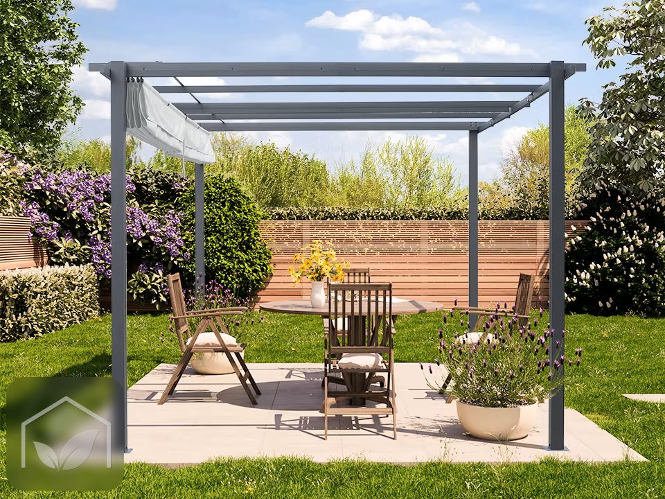 Pergola autoportée 3x4 m Classic avec toile rétractable (Gris-Perle) — photo 5
