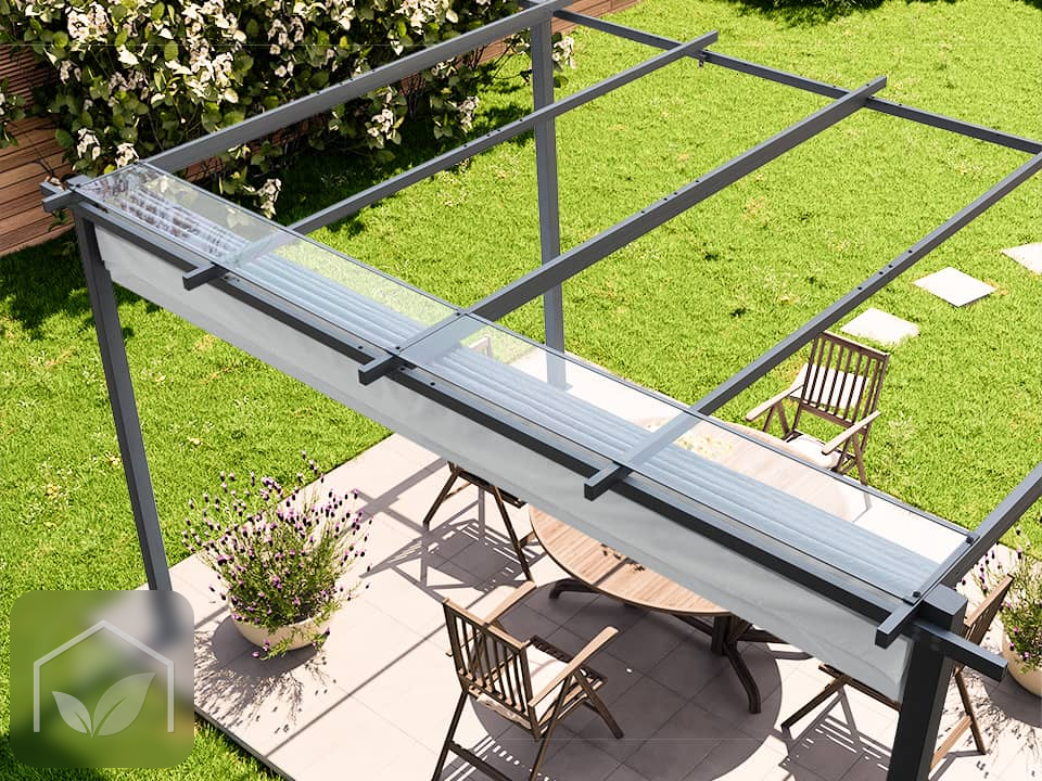 Pergola autoportée 3x4 m Classic avec toile rétractable (Gris-Perle) — photo 6