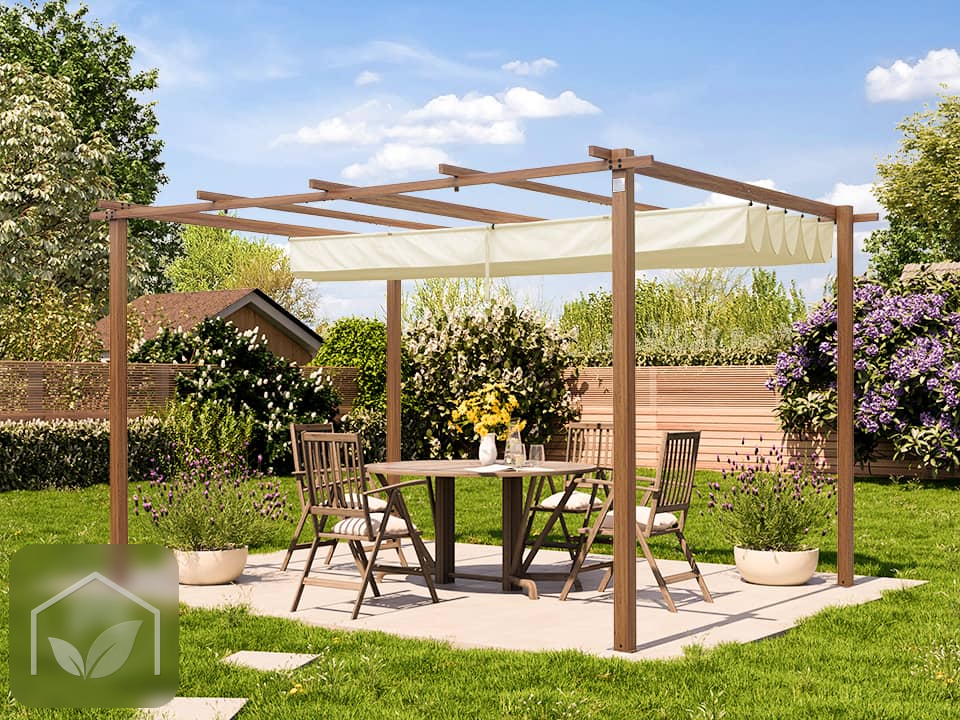Pergola autoportée 3x4 m Classic avec toile rétractable (Gris-Perle) — photo 11