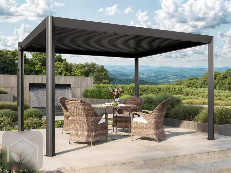 Pergola Bioclimatique 4x3,5 m Luma Deluxe Tout Aluminium (Anthracite RAL 7016)