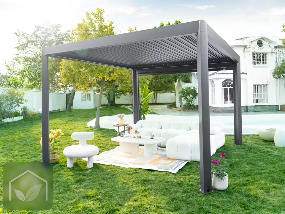 Pergola Bioclimatique 4x3,5 m Luma Deluxe Tout Aluminium (Anthracite RAL 7016) — photo 2