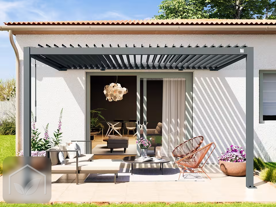 Pergola Bioclimatique Adossée 3x4 m Premium (Anthracite RAL 7016) — photo 2