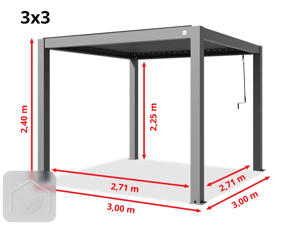 Pergola Bioclimatique Aluminium 3x3 m Deluxe — photo 9