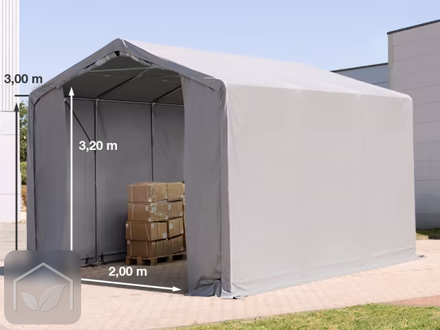 3x6 m hangar, PVC 850, H. 3 m avec portes à fermeture éclair