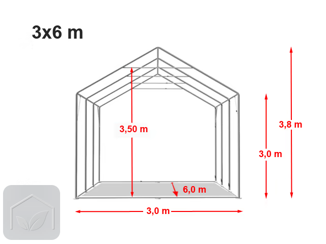 3x6 m hangar, PVC 850, H. 3 m avec portes à fermeture éclair — photo 10