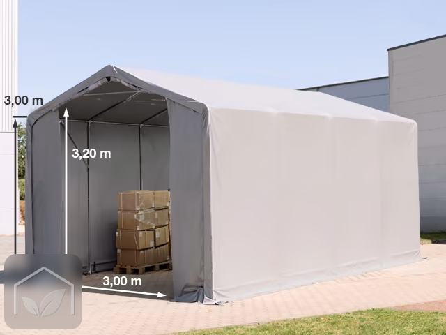 4x8 m hangar, PVC 850, H. 3 m avec portes à fermeture éclair