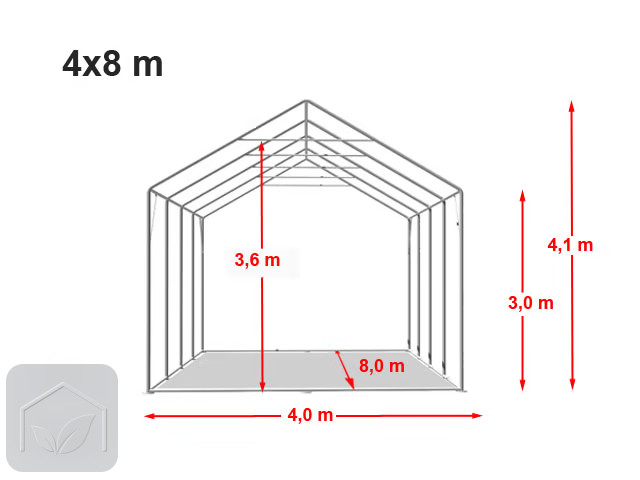 4x8 m hangar, PVC 850, H. 3 m avec portes à fermeture éclair — photo 10