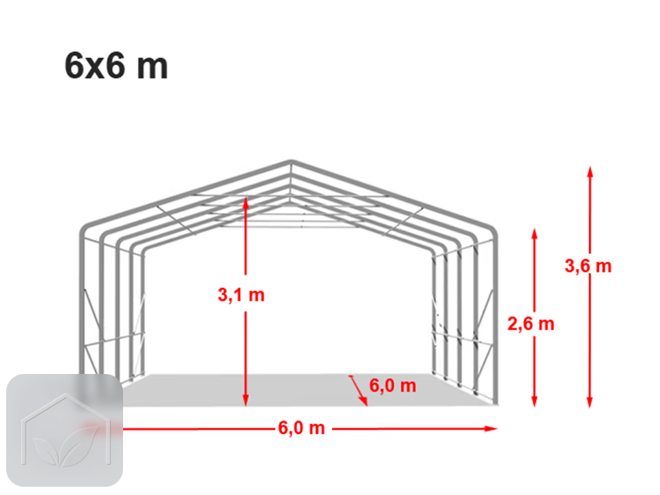 6x6 m hangar, porte 4,1x2,9 m, toile PVC de 850 — photo 9