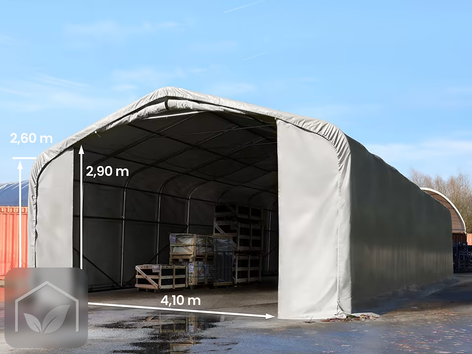 6x12 m hangar, porte 4,1x2,9 m, toile PRIMEtex 2300