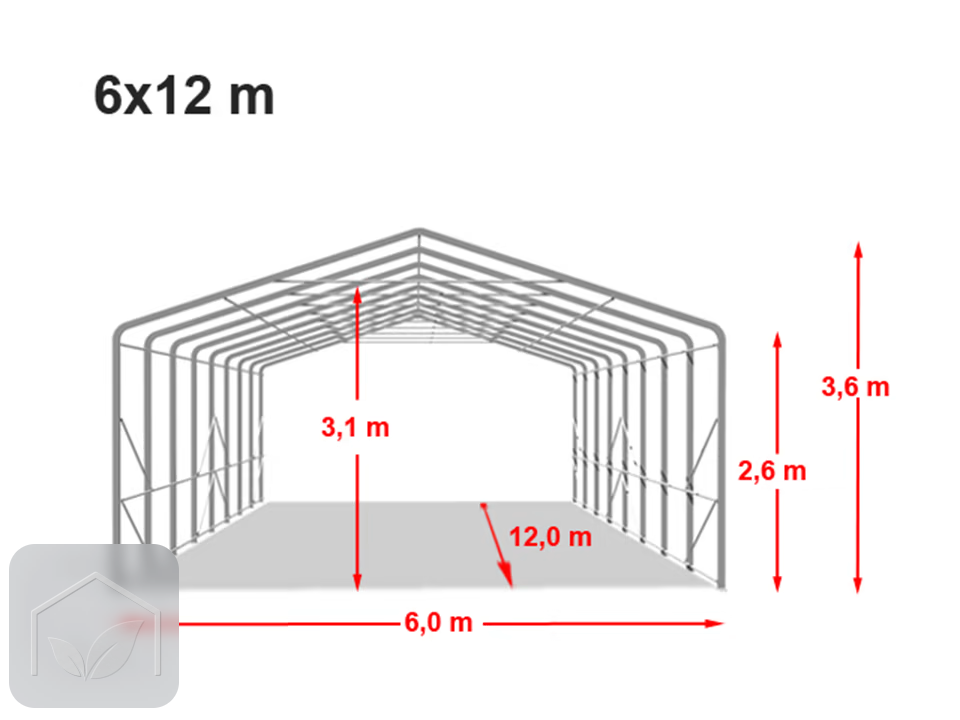 6x12 m hangar, porte 4,1x2,9 m, toile PRIMEtex 2300 — photo 9