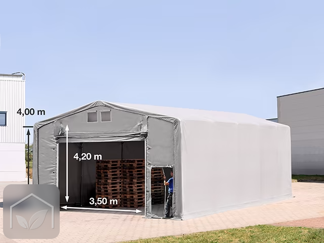 8x10 m hangar, PVC 850, H. 4m avec porte actionnée par traction