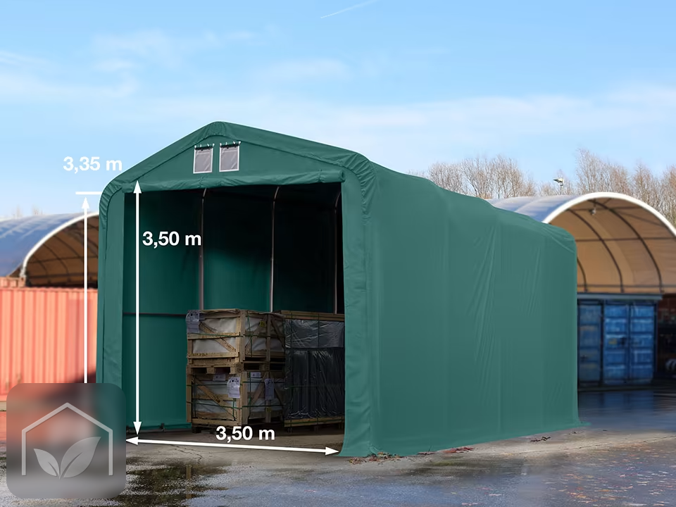 4x8 m hangar, porte 3,5x3,5 m, toile PVC de 850
