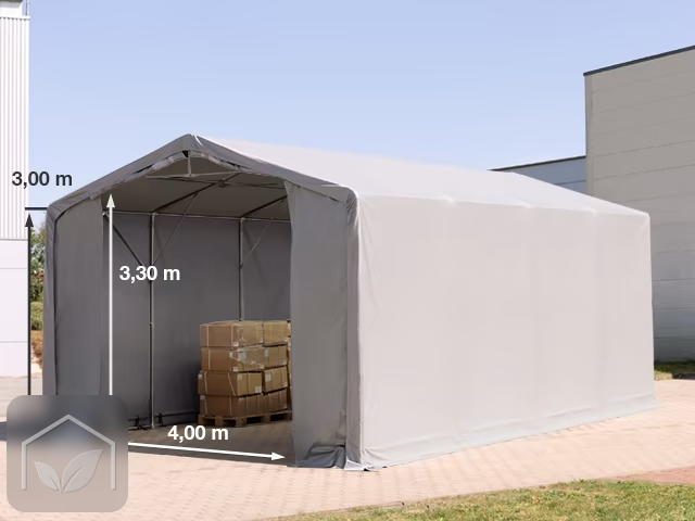 6x8 m hangar, PVC 850, H. 3 m avec portes à fermeture éclair