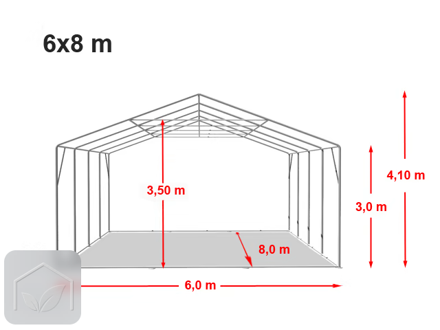 6x8 m hangar, PVC 850, H. 3 m avec portes à fermeture éclair — photo 10