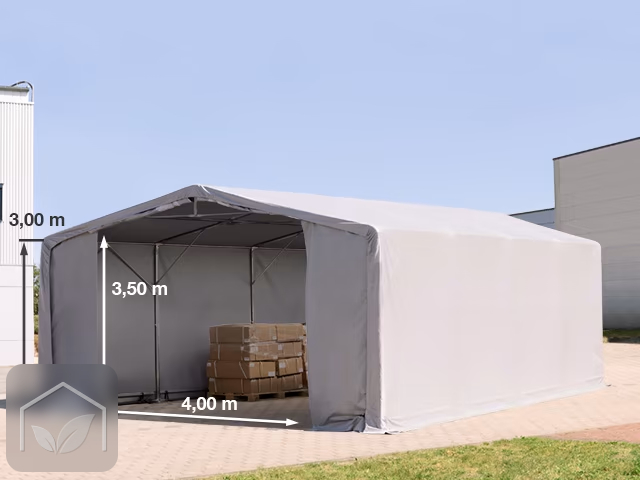 8x8 m hangar, PVC 850, H. 3 m avec portes à fermeture éclair