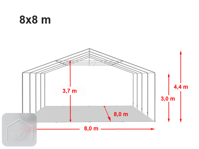8x8 m hangar, PVC 850, H. 3 m avec portes à fermeture éclair — photo 10