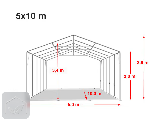 5x10 m hangar, PVC 850, H. 3m avec porte actionnée par traction — photo 10