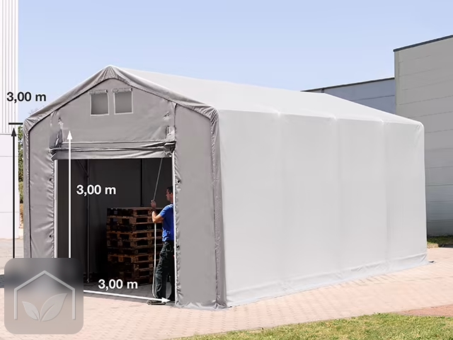 4x8 m hangar, PRIMEtex 2300, H. 3m avec porte actionnée par traction