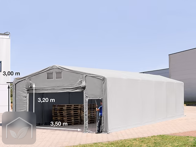 8x12 m hangar, PRIMEtex 2300, H. 3m avec porte actionnée par traction