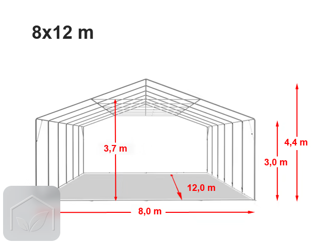 8x12 m hangar, PRIMEtex 2300, H. 3m avec porte actionnée par traction — photo 10