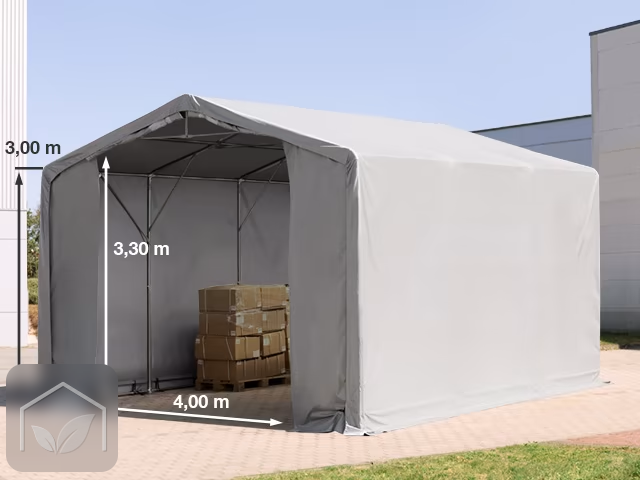 6x6 m hangar, PVC 850, H. 3 m avec portes à fermeture éclair