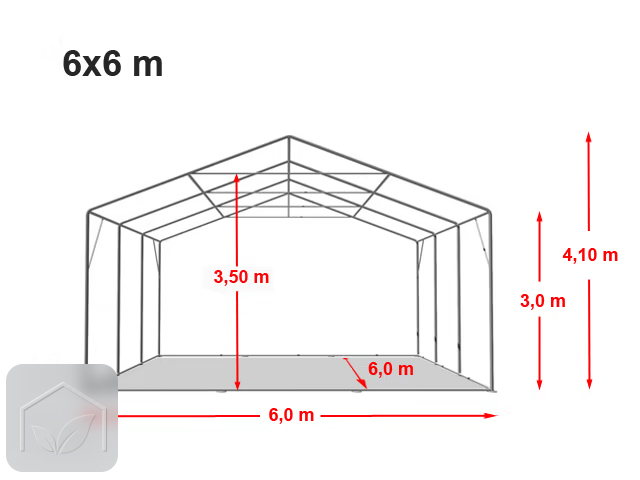 6x6 m hangar, PVC 850, H. 3 m avec portes à fermeture éclair — photo 10