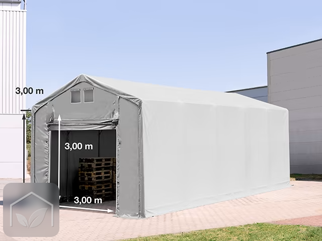 4x10 m hangar, PVC 850, H. 3m avec porte actionnée par traction