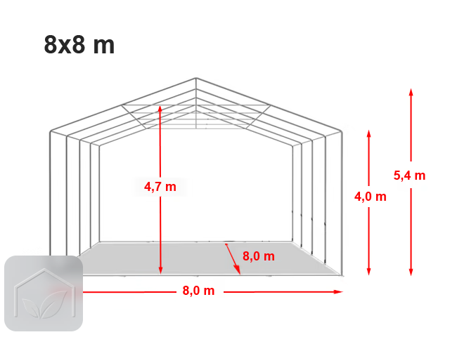 8x8 m hangar, PRIMEtex 2300, H. 4 m avec portes à fermeture éclair — photo 10