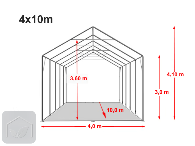 4x10 m hangar, PVC 850, H. 3 m avec portes à fermeture éclair — photo 10