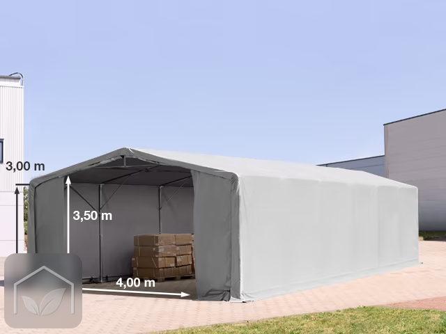 8x12 m hangar, PVC 850, H. 3 m avec portes à fermeture éclair
