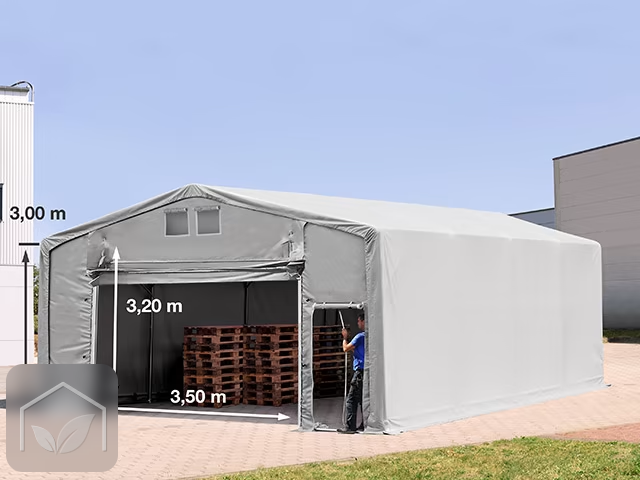 8x8 m hangar, PRIMEtex 2300, H. 3m avec porte actionnée par traction